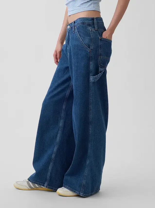 Baggy-Hose aus ultraweichem Denim mit mittlerer Leibhöhe