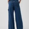 Baggy-Hose aus ultraweichem Denim mit mittlerer Leibhöhe