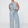 Baggy-Hose aus ultraweichem Denim mit mittlerer Leibhöhe