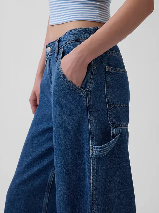 Baggy-Hose aus ultraweichem Denim mit mittlerer Leibhöhe