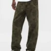 Baggy-Jeans aus Canvas mit Blumenmuster