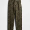 Baggy-Jeans aus Canvas mit Blumenmuster
