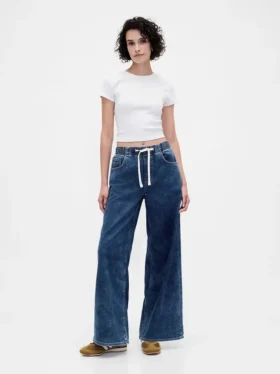Baggy-Jeans aus gestricktem Denim mit mittlerer Leibhöhe