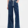 Baggy-Jeans aus gestricktem Denim mit mittlerer Leibhöhe