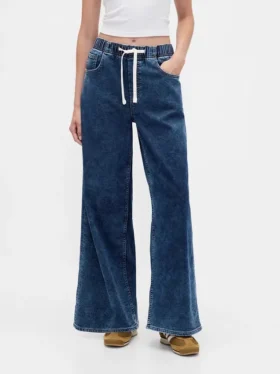 Baggy-Jeans aus gestricktem Denim mit mittlerer Leibhöhe