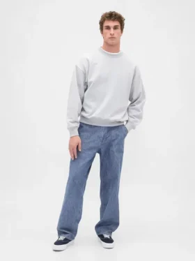 Baggy-Jeans aus schwerem Chambray