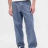 Baggy-Jeans aus schwerem Chambray