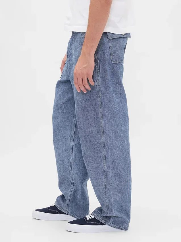 Baggy-Jeans aus schwerem Chambray