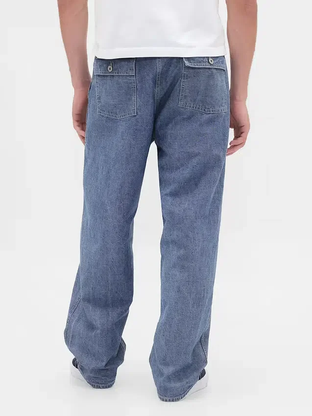 Baggy-Jeans aus schwerem Chambray