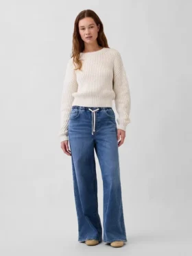 Baggy-Jeans aus Strick mit mittlerer Leibhöhe