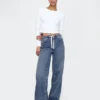 Baggy-Jeans aus Strick mit mittlerer Leibhöhe