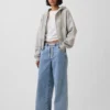 Baggy-Jeans aus Strick mit mittlerer Leibhöhe