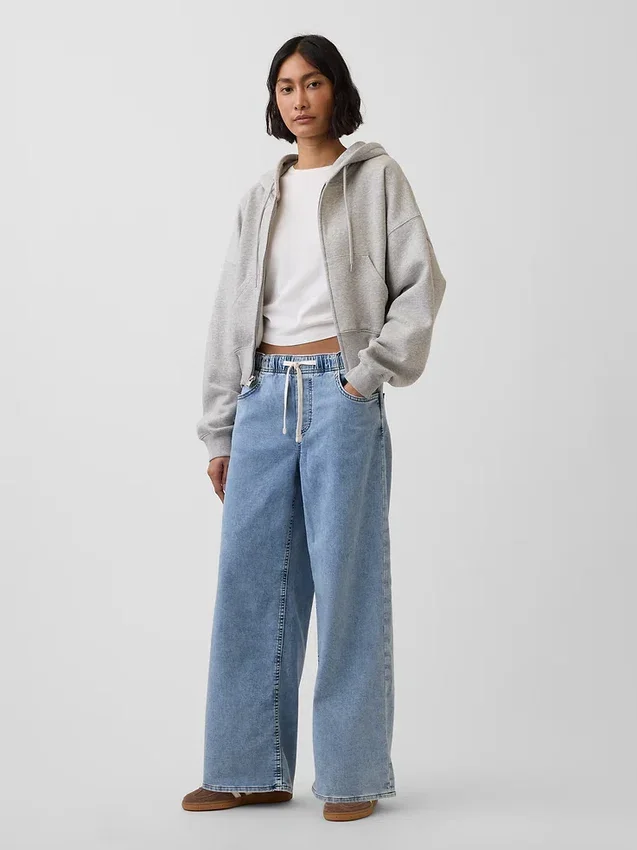Baggy-Jeans aus Strick mit mittlerer Leibhöhe