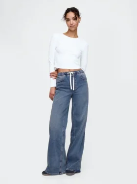 Baggy-Jeans aus Strick mit mittlerer Leibhöhe