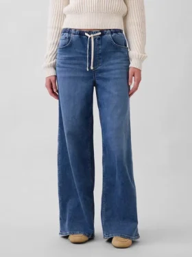 Baggy-Jeans aus Strick mit mittlerer Leibhöhe