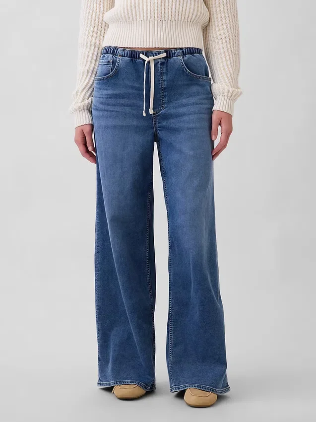 Baggy-Jeans aus Strick mit mittlerer Leibhöhe