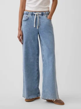 Baggy-Jeans aus Strick mit mittlerer Leibhöhe