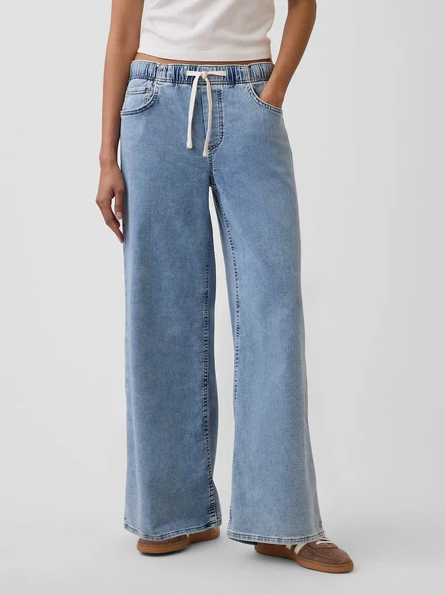 Baggy-Jeans aus Strick mit mittlerer Leibhöhe