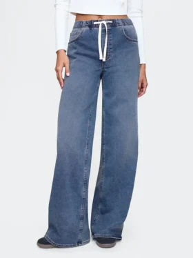 Baggy-Jeans aus Strick mit mittlerer Leibhöhe