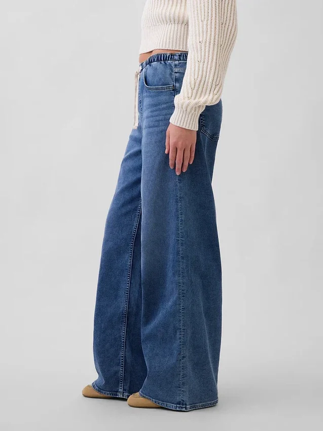 Baggy-Jeans aus Strick mit mittlerer Leibhöhe