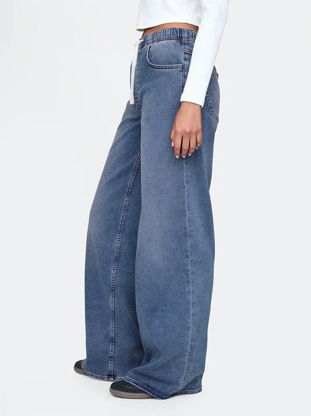 Baggy-Jeans aus Strick mit mittlerer Leibhöhe