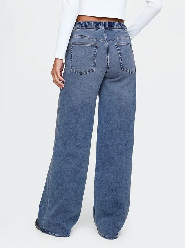 Baggy-Jeans aus Strick mit mittlerer Leibhöhe