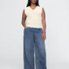 Baggy-Jeans aus Strick mit mittlerer Leibhöhe
