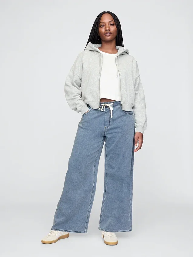 Baggy-Jeans aus Strick mit mittlerer Leibhöhe