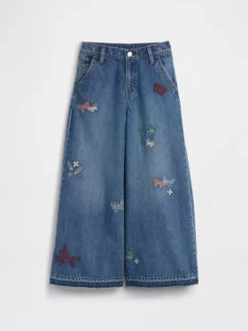 Baggy-Jeans für Kinder mit niedriger Leibhöhe und Stickerei