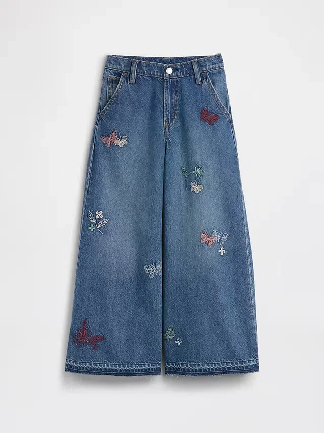 Baggy-Jeans für Kinder mit niedriger Leibhöhe und Stickerei