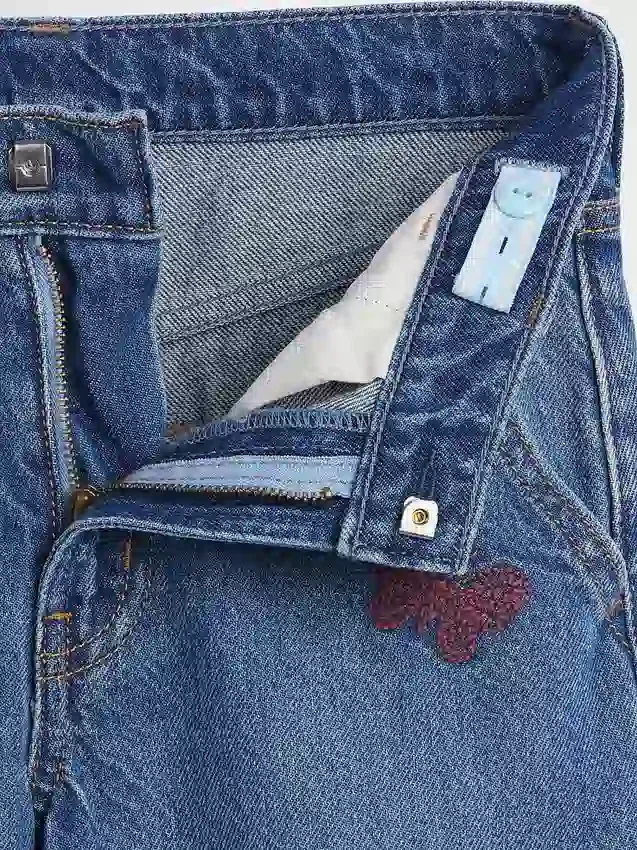 Baggy-Jeans für Kinder mit niedriger Leibhöhe und Stickerei