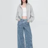 Baggy-Jeans mit mittlerer Leibhöhe aus ultraweichem Denim mit Streifenmuster