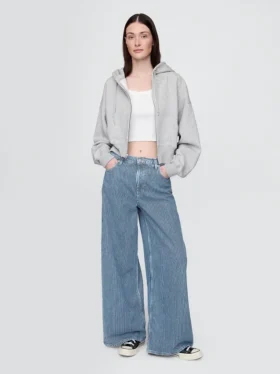 Baggy-Jeans mit mittlerer Leibhöhe aus ultraweichem Denim mit Streifenmuster