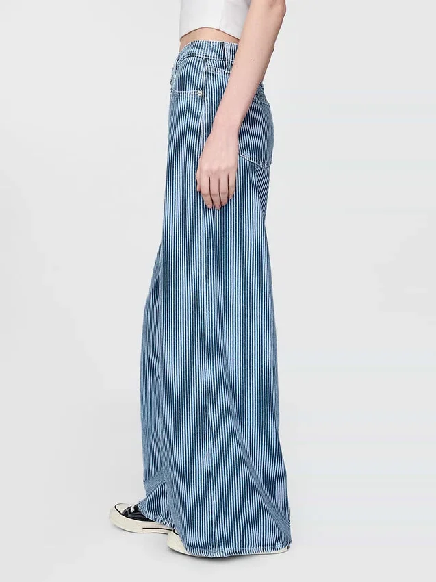 Baggy-Jeans mit mittlerer Leibhöhe aus ultraweichem Denim mit Streifenmuster