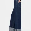 Baggy-Jeans mit mittlerer Leibhöhe, Metallic-Effekt und Umschlag