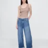 Baggy-Jeans mit mittlerer Leibhöhe, ultrweichem Stoff und Umschlag