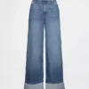 Baggy-Jeans mit mittlerer Leibhöhe, ultrweichem Stoff und Umschlag