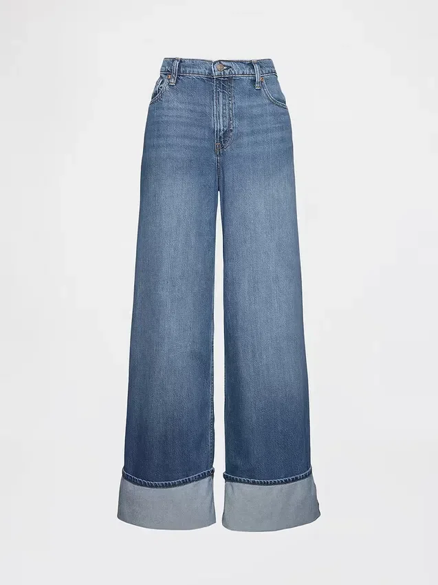 Baggy-Jeans mit mittlerer Leibhöhe, ultrweichem Stoff und Umschlag
