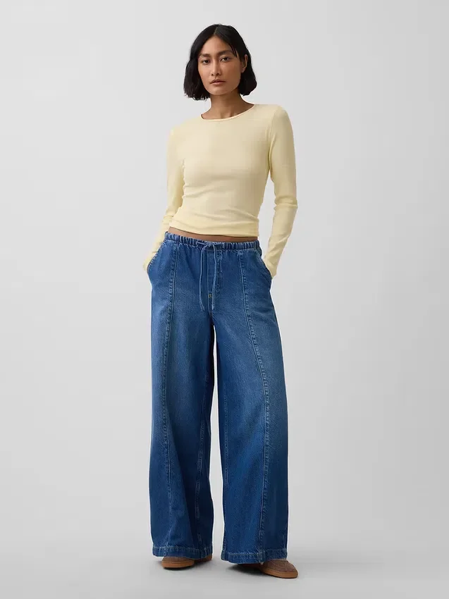 Baggy-Jeans mit mittlerer Leibhöhe, ultrweichem Tragegefühl und dezenten Nähten