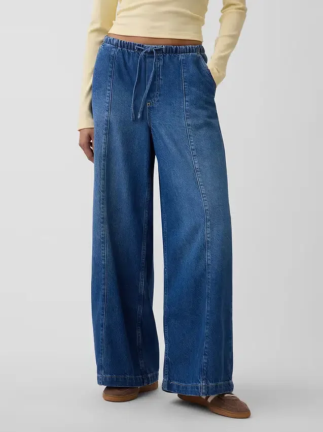 Baggy-Jeans mit mittlerer Leibhöhe, ultrweichem Tragegefühl und dezenten Nähten