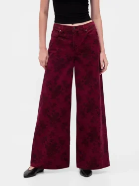 Baggy-Jeans mit mittlerer Leibhöhe und Blumenmuster