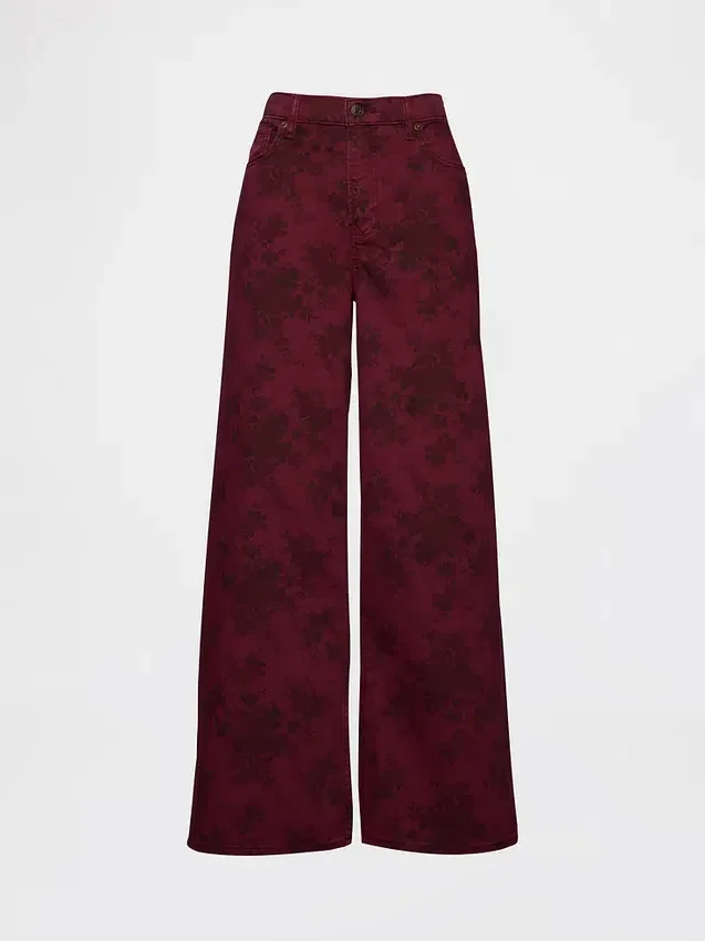 Baggy-Jeans mit mittlerer Leibhöhe und Blumenmuster