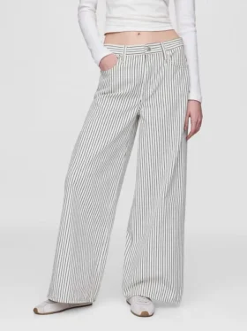 Baggy-Jeans mit mittlerer Leibhöhe und Denim-Streifen