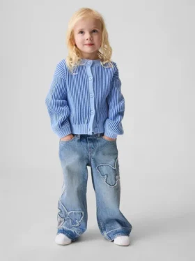 Baggy-Jeans mit Schmetterlingsmotiv zum Hineinschlüpfen für Baby & Kleinkind