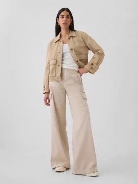 Baggy-Khakihose mit mittlerer Leibhöhe