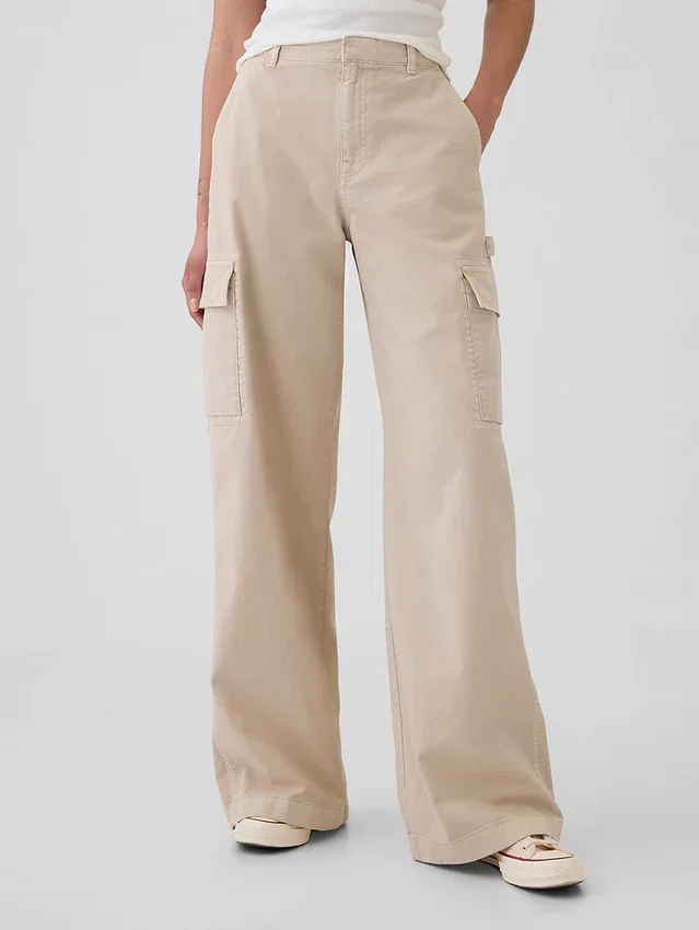 Baggy-Khakihose mit mittlerer Leibhöhe