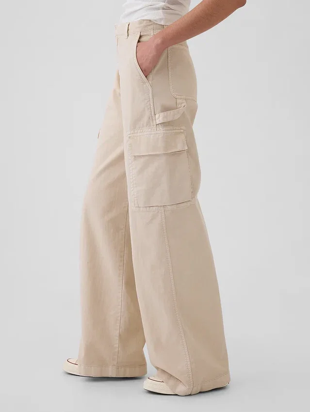 Baggy-Khakihose mit mittlerer Leibhöhe