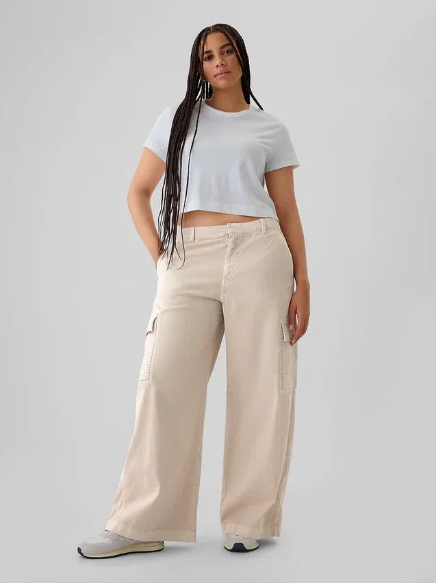 Baggy-Khakihose mit mittlerer Leibhöhe