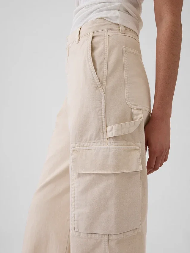 Baggy-Khakihose mit mittlerer Leibhöhe