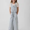 Baggy-Latzhose für Kinder aus Denim mit Streifenmuster